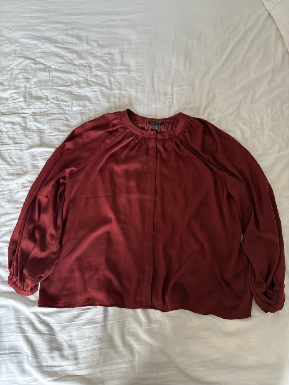 Banana Republic Burgundy Long Sleeve Round-Neck Blouse